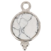 Breloque ronde facettée avec petites boules 15x9 mm - Argent 925 - Howlite x1|raw }}