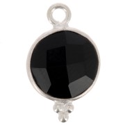 Breloque ronde facettée avec petites boules 15x9 mm - Argent 925 - Onyx noir x1|raw }}