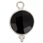 Breloque ronde facettée avec petites boules 15x9 mm - Argent 925 - Onyx noir x1
