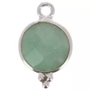 Breloque ronde facettée avec petites boules 15x9 mm - Argent 925 - Amazonite x1