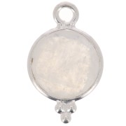 Breloque ronde facettée avec petites boules 15x9 mm - Argent 925 - Pierre de lune