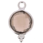 Breloque ronde facettée avec petites boules 15x9 mm - Argent 925 - Quartz fumé x1|raw }}