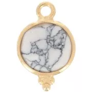 Breloque ronde facettée petites boules 15x9 mm - Argent 925 Plaqué Or - Howlite