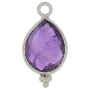 Breloque goutte facettée avec petites boules 16x9 mm - Argent 925 - Amethyste x1