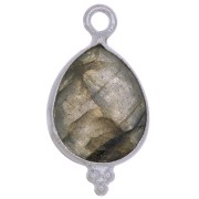 Breloque goutte facettée avec petites boules 16x9 mm - Argent 925 - Labradorite x1