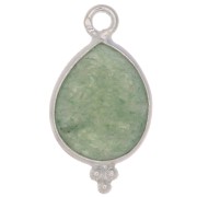 Breloque goutte facettée avec petites boules 16x9 mm - Argent 925 - Aventurine x1