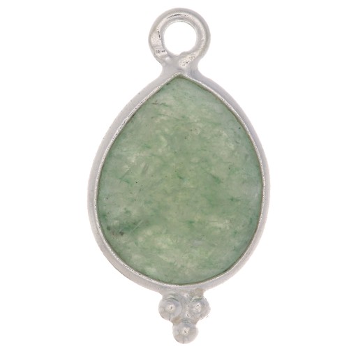 Breloque goutte facettée avec petites boules 16x9 mm - Argent 925 - Aventurine x1
