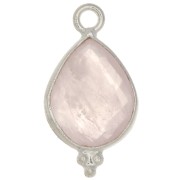 Breloque goutte facettée avec petites boules 16x9 mm - Argent 925 - Quartz rose x1|raw }}