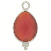 Breloque goutte facettée avec petites boules 16x9mm Arg 925 - imitation Cornaline|raw }}