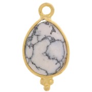 Breloque goutte facettée -petites boules 16x9 mm - Argent 925 Plaqué Or - Howlite|raw }}