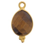 Breloque goutte facettée petites boules 16x9mm - Arg 925 Plaqué Or - Oeil de tigre|raw }}