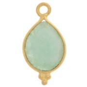 Breloque goutte facettée petites boules 16x9 mm - Argent 925 Plaqué Or - Amazonite|raw }}