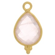 Breloque goutte facettée petites boules 16x9mm - Arg 925 Plaqué Or - Quartz rose|raw }}