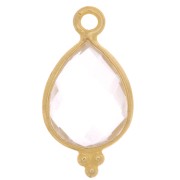 Breloque goutte facettée petites boules 16x9mm Arg 925 Plaqué Or -Cristal de roche