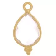 Breloque goutte facettée petites boules 16x9mm Arg 925 Plaqué Or -Cristal de roche