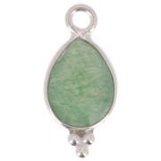 Breloque goutte facettée avec petites boules 14x7 mm - Argent 925 - Aventurine x1|raw }}