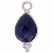 Breloque goutte facettée avec petites boules 14x7 mm - Argent 925 - Sodalite x1|raw }}