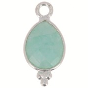 Breloque goutte facettée avec petites boules 14x7 mm - Argent 925 - Amazonite x1