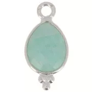 Breloque goutte facettée avec petites boules 14x7 mm - Argent 925 - Amazonite x1