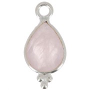 Breloque goutte facettée avec petites boules 14x7 mm - Argent 925 - Quartz rose x1|raw }}