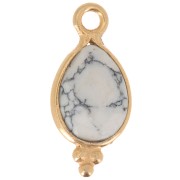 Breloque facettée avec petites boules 14x7 mm Argent 925 Plaqué Or - Howlite x1|raw }}