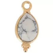 Breloque facettée avec petites boules 14x7 mm Argent 925 Plaqué Or - Howlite x1