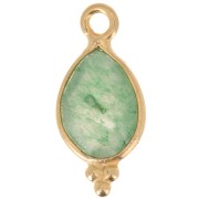 Breloque facettée avec petites boules 14x7 mm Argent 925 Plaqué Or - Aventurine