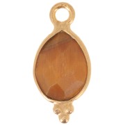 Breloque facettée avec petites boules 14x7 mm Arg 925 Plaqué Or - Oeil de tigre