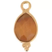 Breloque facettée avec petites boules 14x7 mm Arg 925 Plaqué Or - Oeil de tigre