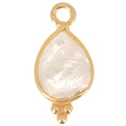 Breloque facettée avec petites boules 14x7 mm Arg 925 Plaqué Or - Pierre de lune|raw }}