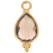 Breloque facettée avec petites boules 14x7 mm Argent 925 Plaqué Or - Quartz fumé|raw }}