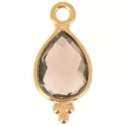 Breloque facettée avec petites boules 14x7 mm Argent 925 Plaqué Or - Quartz fumé