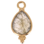Breloque facettée avec petites boules 14x7mm - Arg 925 Plaqué Or - Labradorite