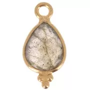 Breloque facettée avec petites boules 14x7mm - Arg 925 Plaqué Or - Labradorite