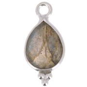 Breloque goutte facettée avec petites boules 14x7 mm Argent 925 - Labradorite