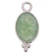 Breloque ovale facettée avec petites boules 14x7 mm - Argent 925 - Aventurine x1