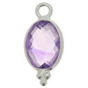 Breloque ovale facettée avec petites boules 14x7 mm - Argent 925 - Amethyste x1|raw }}
