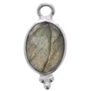 Breloque ovale facettée avec petites boules 14x7 mm - Argent 925 - Labradorite x1|raw }}