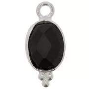 Breloque ovale facettée avec petites boules 14x7 mm - Argent 925 - Onyx noir x1