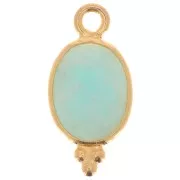 Breloque facettée avec petites boules 14x7 mm - Argent 925 Plaqué Or - Amazonite