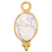 Breloque facettée avec petites boules 14x7 mm - Argent 925 Plaqué Or - Howlite