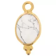 Breloque facettée avec petites boules 14x7 mm - Argent 925 Plaqué Or - Howlite