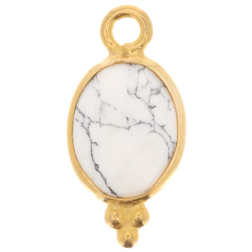 Breloque facettée avec petites boules 14x7 mm - Argent 925 Plaqué Or - Howlite