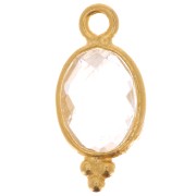 Breloque facettée avec petites boules 14x7mm Arg 925 Plaqué Or - Cristal de roche|raw }}