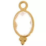 Breloque facettée avec petites boules 14x7mm Arg 925 Plaqué Or - Cristal de roche