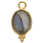 Breloque facettée avec petites boules 14x7 mm - Arg 925 Plaqué Or - Labradorite|raw }}