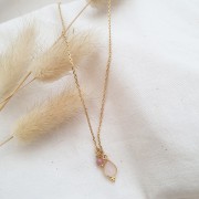 Breloque facettée et petites boules 14x7mm Arg 925 Plaqué Or - Cornaline