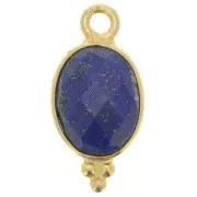Breloque ovale facettée - petites boules 14x7mm - Arg 925 Plaqué Or - Lapis lazuli