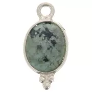 Breloque ovale facettée - petites boules 14x7mm Arg 925 - Turquoise Africaine x1