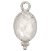 Breloque ovale facettée avec petites boules 14x7mm - Argent 925 -  Pierre de lune